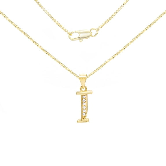 BEBERLINI Women Initial Letter I Pendant Necklace 14K Gold Filled Box Chain Jewelry 20"