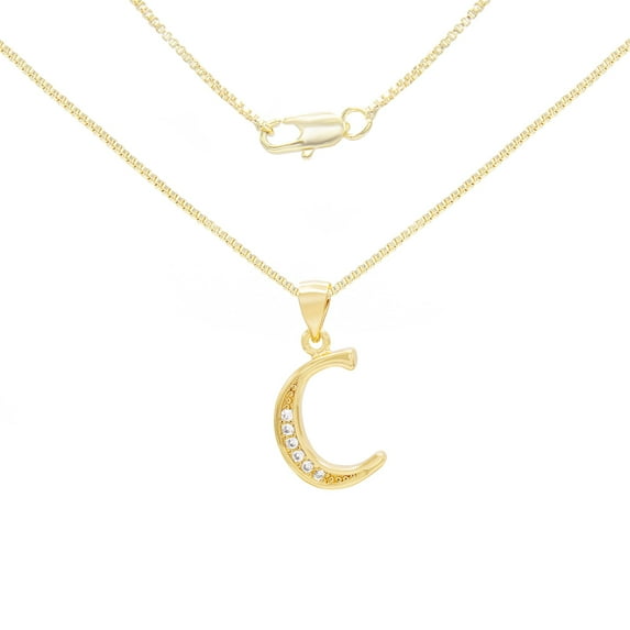 BEBERLINI Women Initial Letter C Pendant Necklace 14K Gold Filled Box Chain Jewelry 18"
