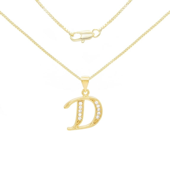 BEBERLINI Women Initial Letter D Pendant Necklace 14K Gold Filled Box Chain Jewelry 20"