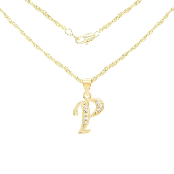 BEBERLINI Women Initial Letter P Pendant Necklace 14K Gold Filled Rope Chain Jewelry 24"