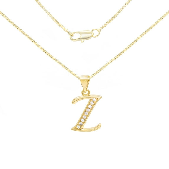 BEBERLINI Women Initial Letter Z Pendant Necklace 14K Gold Filled Box Chain Jewelry 18"