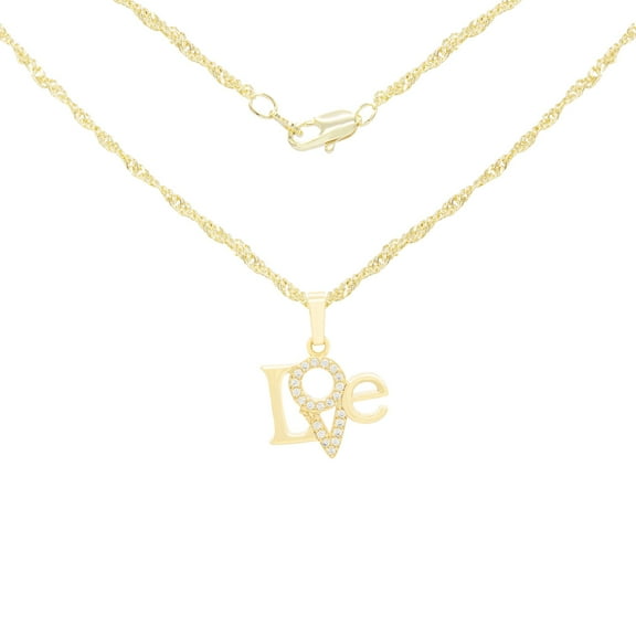 BEBERLINI Women Love Pendant Necklace Set 14K Gold Filled Rope Chain CZ Charm Jewelry 24"