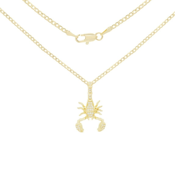 BEBERLINI Women Scorpion Pendant Necklace 14K Gold Filled Cuban Chain CZ Charm Jewelry 18"