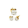 thumbnail image 1 of BEBERLINI Men Stud Earrings CZ 14K Gold Plated Stainless Steel Jewelry Square 4 mm, 1 of 7