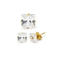 thumbnail image 1 of BEBERLINI Men Stud Earrings CZ 14K Gold Plated Stainless Steel Jewelry Square 8 mm, 1 of 7