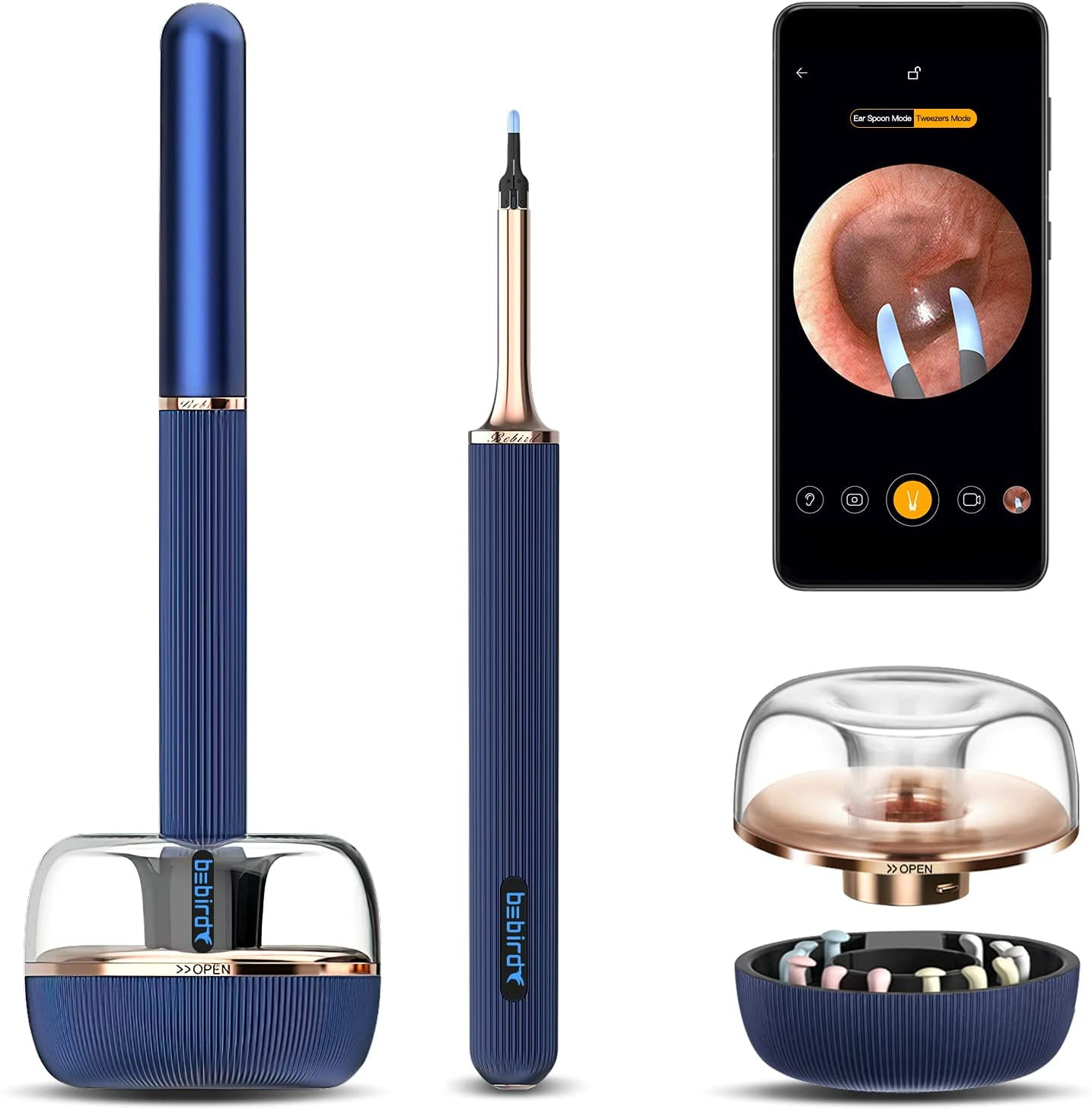 BEBIRD Note3 Pro Max,Ultimate Version,10 Megapixel HD,All-in-1 Ear Wax Removal with Camera,Ear Wax Removal Tool with 25 Pieces,Tweezer and Rod,Bebird Ear Cleaner,for iPhone,AndroidBlue