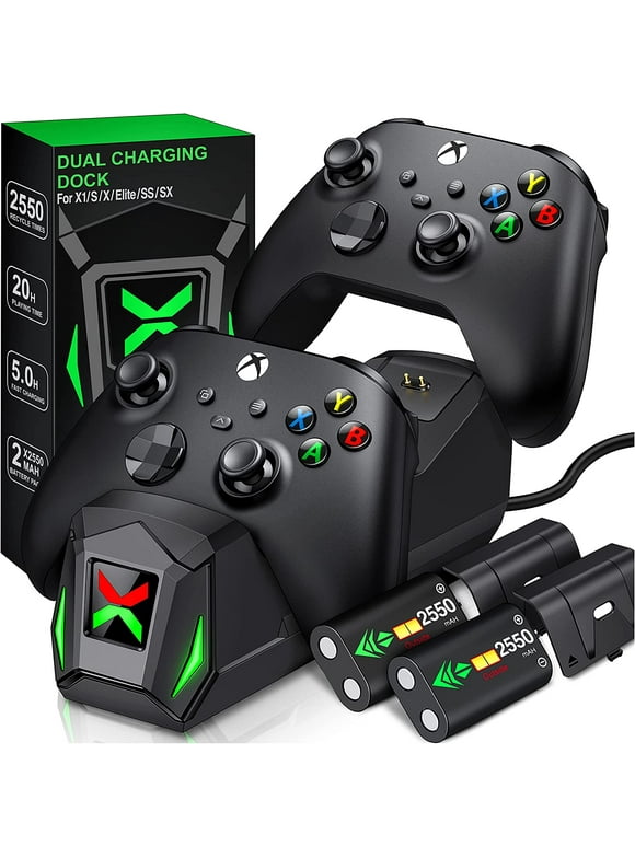 BEBONCOOL Xbox Controller Charger Station for Xbox Series X Controller,with 2 x 2550mAh Rechargeable Battery Pack for Xbox Series S/Xbox One X/One S/Xbox Elite Controller,Black