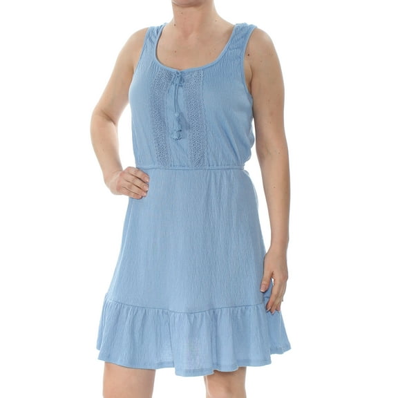 BEBOP $39 Womens New 1377 Blue Ruffled Hem Peasant Dress S Juniors B+B