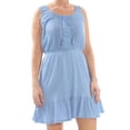 thumbnail image 1 of BEBOP $39 Womens New 1802 Blue Ruffled Tassel Peasant Dress L Juniors B+B, 1 of 2