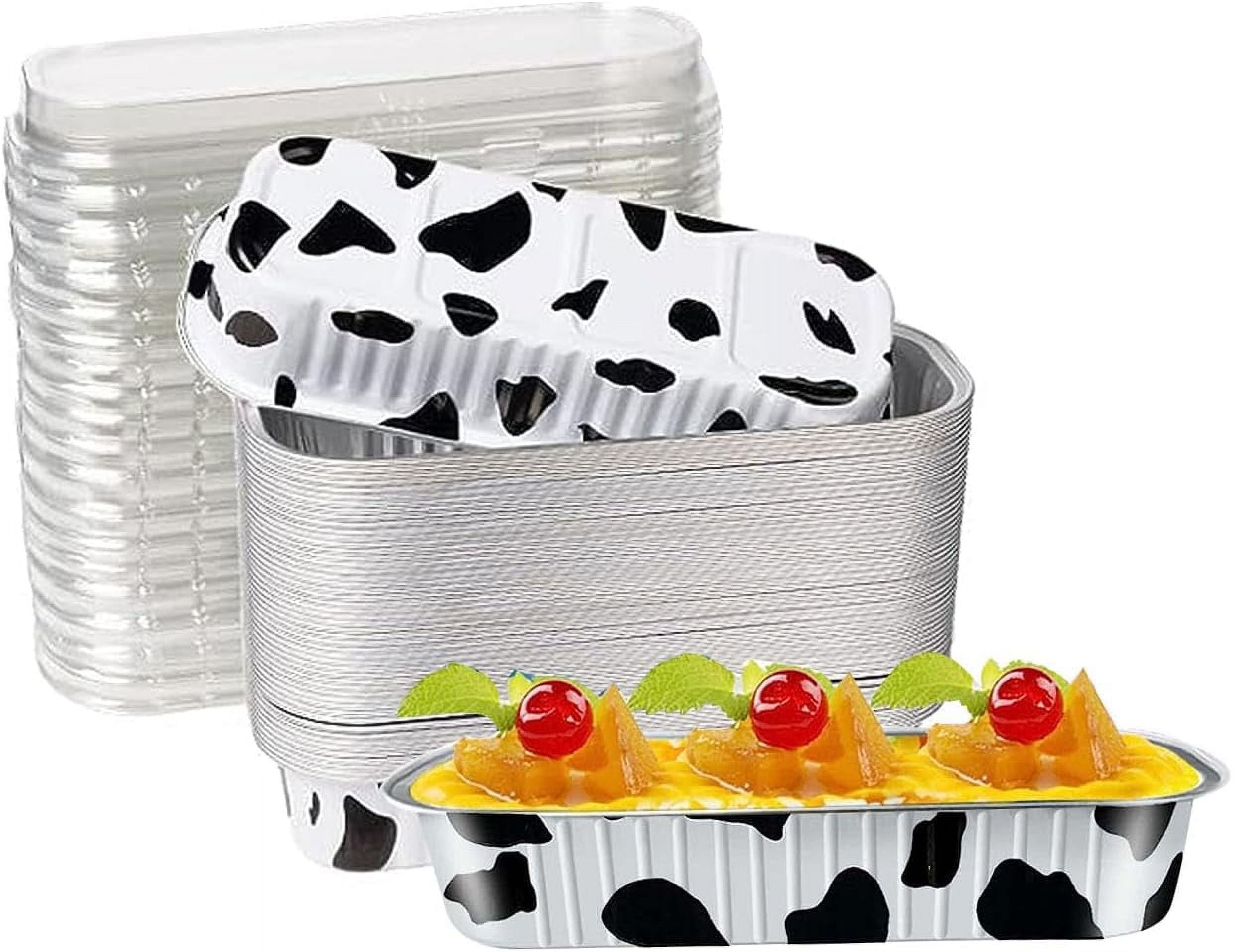 BEBPAEGUN Aluminum Foil Loaf Baking Pans with Lids (50Pcs Milk), 200ml Ramekin Rectangle Baking Tins Muffin Liners Mini Pie Pans Foil Bread Containers for Baking…11