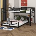 thumbnail image 1 of BEBPILOO L-shaped Metal Twin over Full Size Bunk Bed, Black, 1 of 12