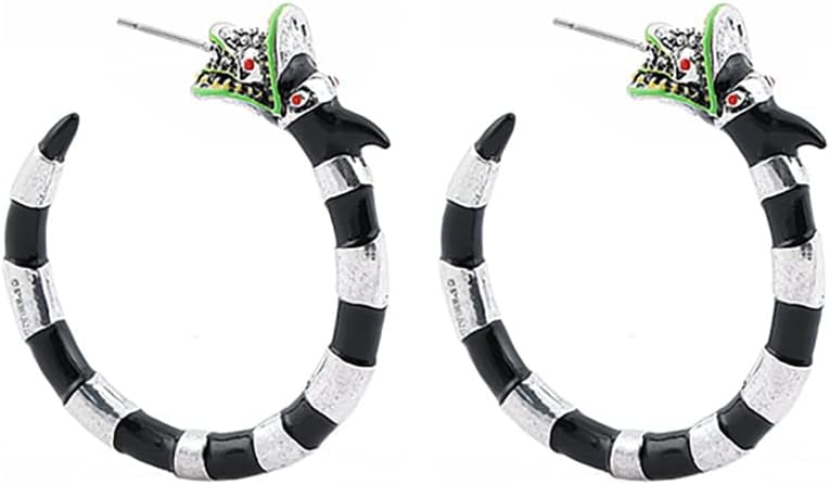 BEBUTTON Beetlejuice 2024 Coral Snake Earrings Beetlejuice Earrings Beetlejuice Decor, Beetlejuice Accessories Women Halloween Sandworm Hoop Earrings for Women