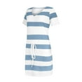 BEBUTTON Womens Summer Casual Tight Stripe Printed TShirt Dress VNeck