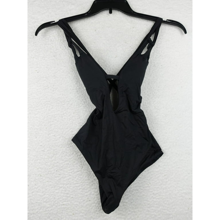 BECCA Swimsuit XS Black Rebecca Virtue Color Code Skylar Plunge One Piece