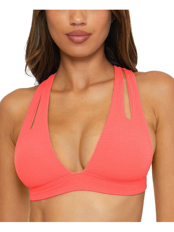 BECCA Women's Coral Tear Drop Bikini Top S NWT