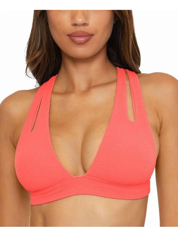 BECCA Women's Pucker Up Tear Drop Bikini Top Coral Crush, Large