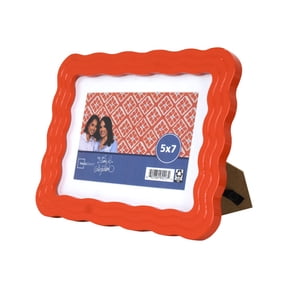 Mainstays by Becky G. & Alejandra Wavy Photo Frame, Fits 4 in x 6 in with Mat or 5 in x 7 in, Mandarin