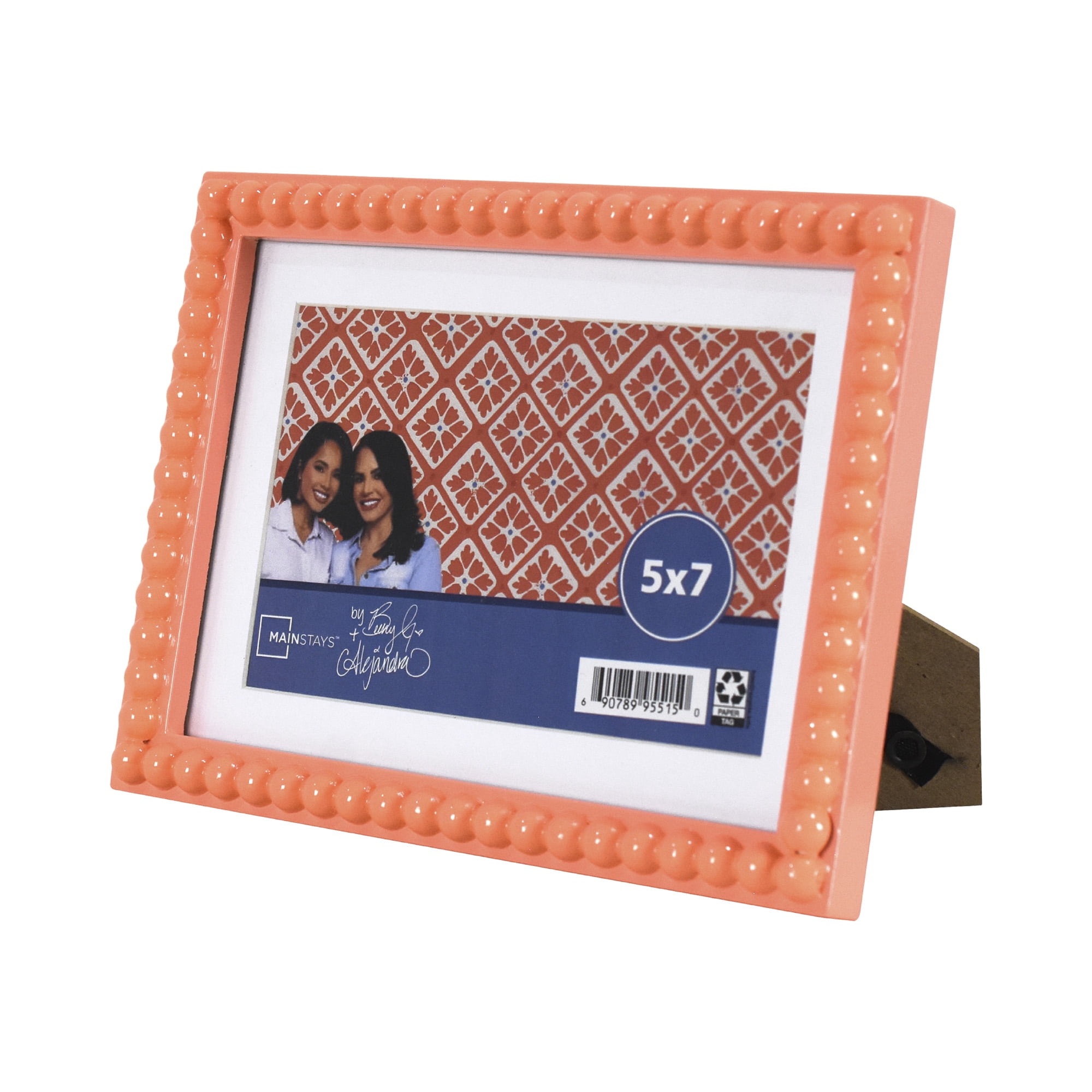 Mainstays by Becky G. & Alejandra Beaded Photo Frame, Mimosa Light, Fits 4 in x 6 in with Mat or 5 in x 7 in Without