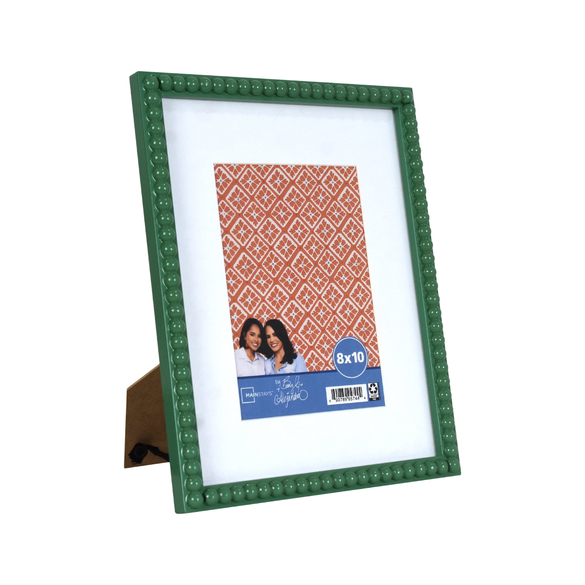 Mainstays by Becky G. & Alejandra Beaded Photo Frame, Green Lily, 5 in x 7 in with Mat or 8 in x 10 in
