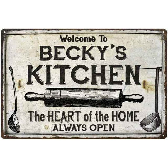 BECKY'S Kitchen Farmhouse Sign 12 x 18 Matte Finish Metal 112180033290