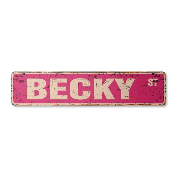 BECKY Vintage Plastic Street Sign Childrens Name Room Sign | Indoor/Outdoor | 30" Wide