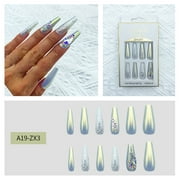 BECLOTH 12 Pieces Of False Nails Lengthened Trapezoidal Ballet Nails Nail Enhancement Diy Point Drill European And American Long Nails