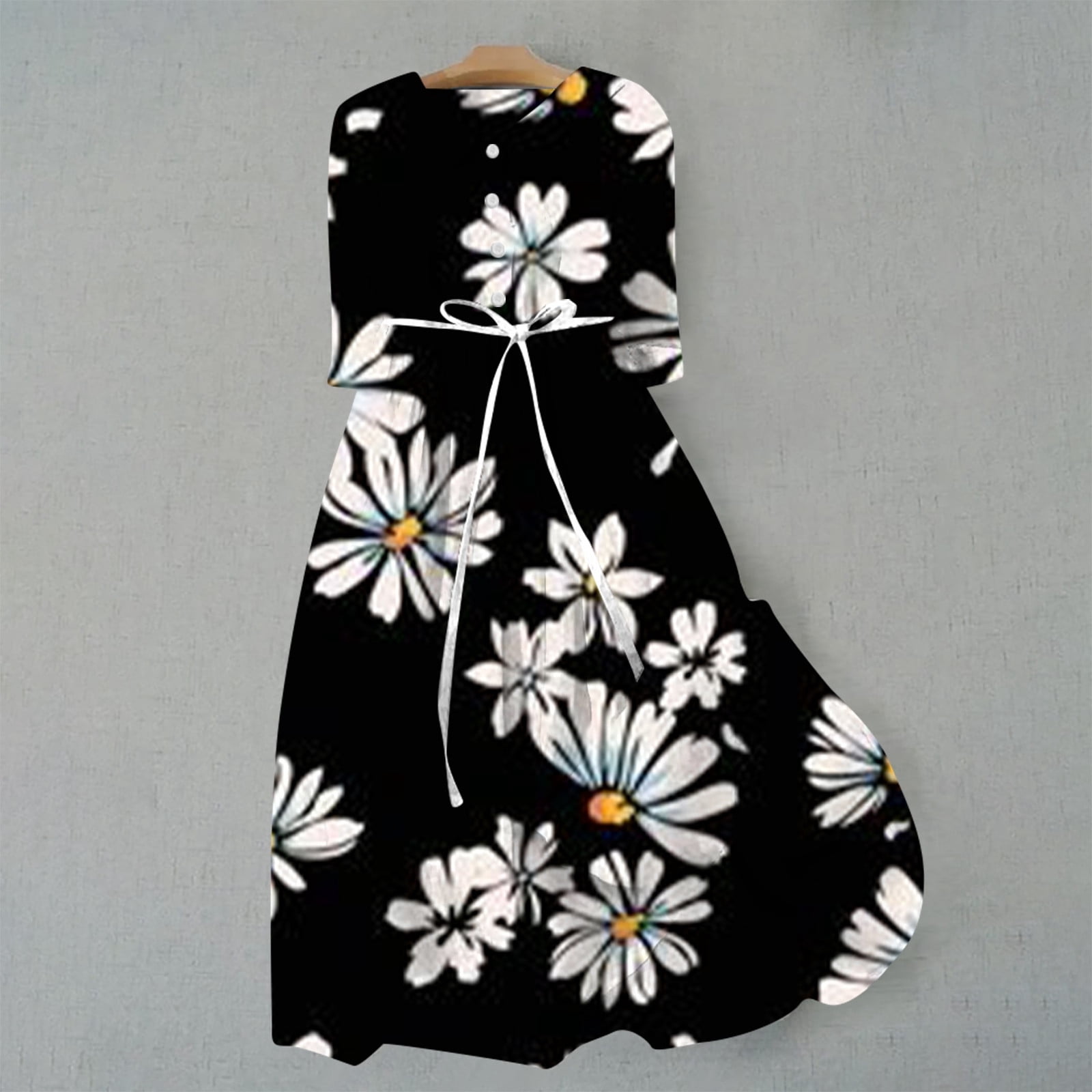 BECLOTH Women Korean Style Dresses Lace Up Waist Defined Shirt Midi