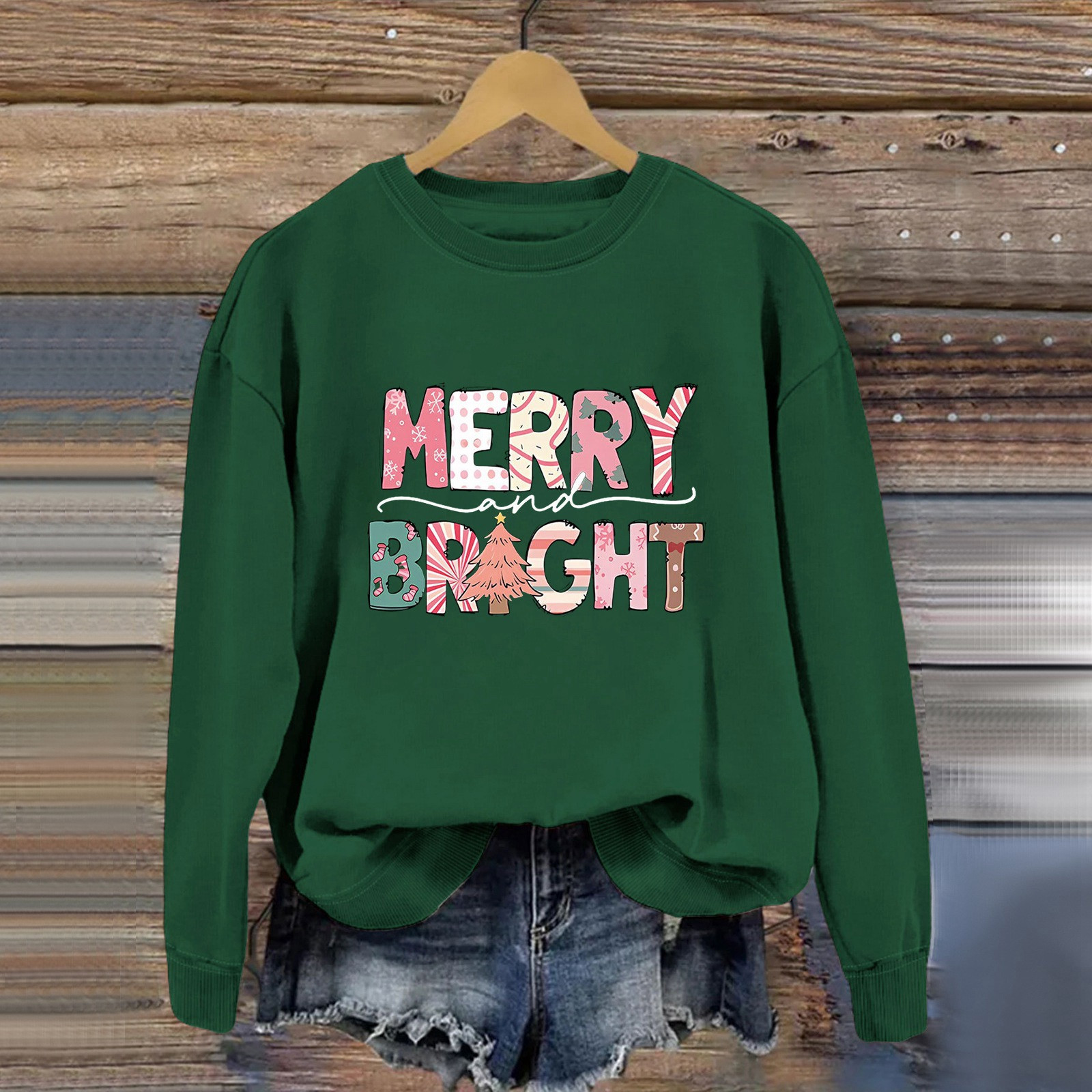 BECLOTH Women's Autumn/Winter/Christmas Letter Print Off Shoulder