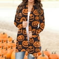 BECLOTH Womens Halloween Cardigan Pumpkin Cat Print Long Sleeve Open