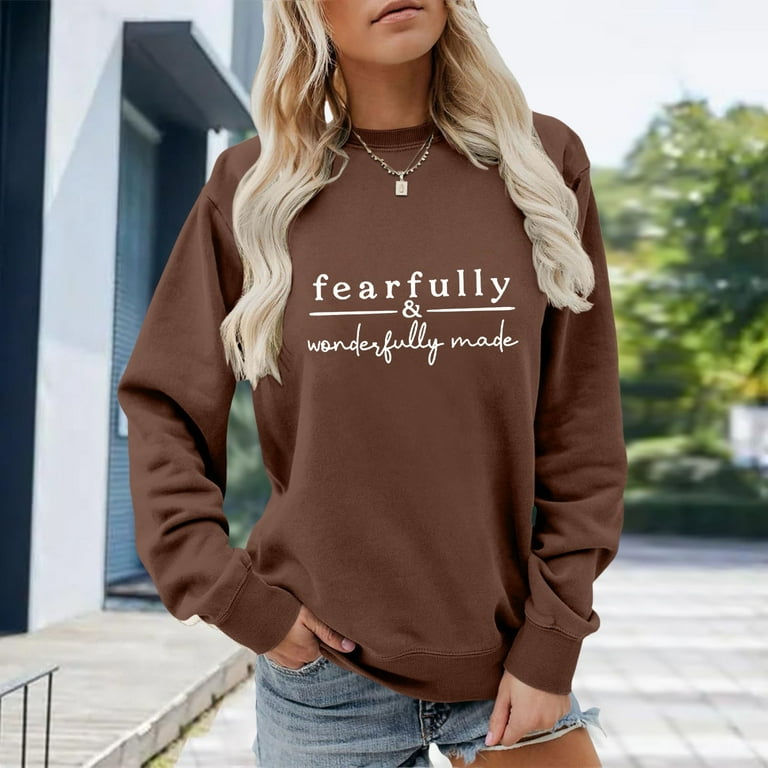 BECLOTH Womens Sweatshirt Oversized Sweatshirts Crewneck Long Sleeve Pullover Coffee M Walmart