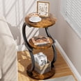thumbnail image 1 of BECOKOME Small End Side Table for Small Spaces, 3-Tier Round End Table Living Room, Narrow Nightstand Wood Metal Accent Table, Rustic Brown, 1 of 10