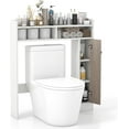 thumbnail image 1 of BECOMFORT Over The Toilet Storage Cabinet, Wooden Bathroom Space Saver Over The Toilet w/2 Adjustable Shelves & Anti-Toppling Device, Freestanding Toilet Rack for Bathroom, Laundry (White), 1 of 9