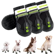 BECROWM Waterproof Dog Boots-Anti-Slip Dog Shoes with Paw Embroidery,Reflective Straps,for Rainy/Snowy/Muddy Days,Outdoor Walking,Fits Medium-Large DogsBlack, #6 Width 2.76inch for 55-66 lbs
