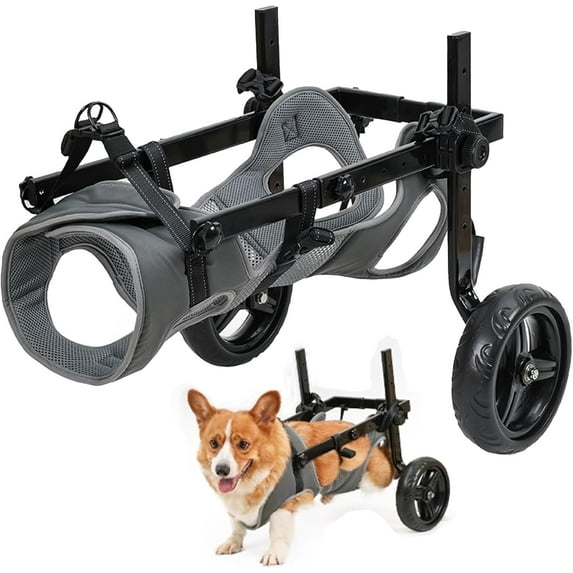 BECROWM Dog Wheelchair for Back Legs Dog&Pet Corgi Wheelchair Cart with Disabled Hind Legs Walking Medium Sized and Large Dogs Adjustable Dog Wheelchair Cart with Wheels for Back Legs (Gray,M/L)