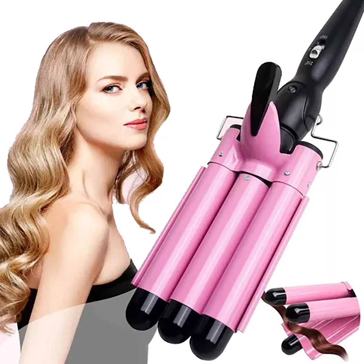 BECUS 3 Barrel Ceramic Curling Iron Quick Heating Hair Curlers,Temperature Adjustable Hair Waver for Long Short Hair (25mm)