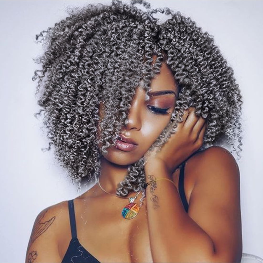 BECUS 8 Inch Crochet Hair Kinky Curly,Jerry Curl Short Curly Crochet Hair Synthetic Hair Extensions 6 Pack for Women