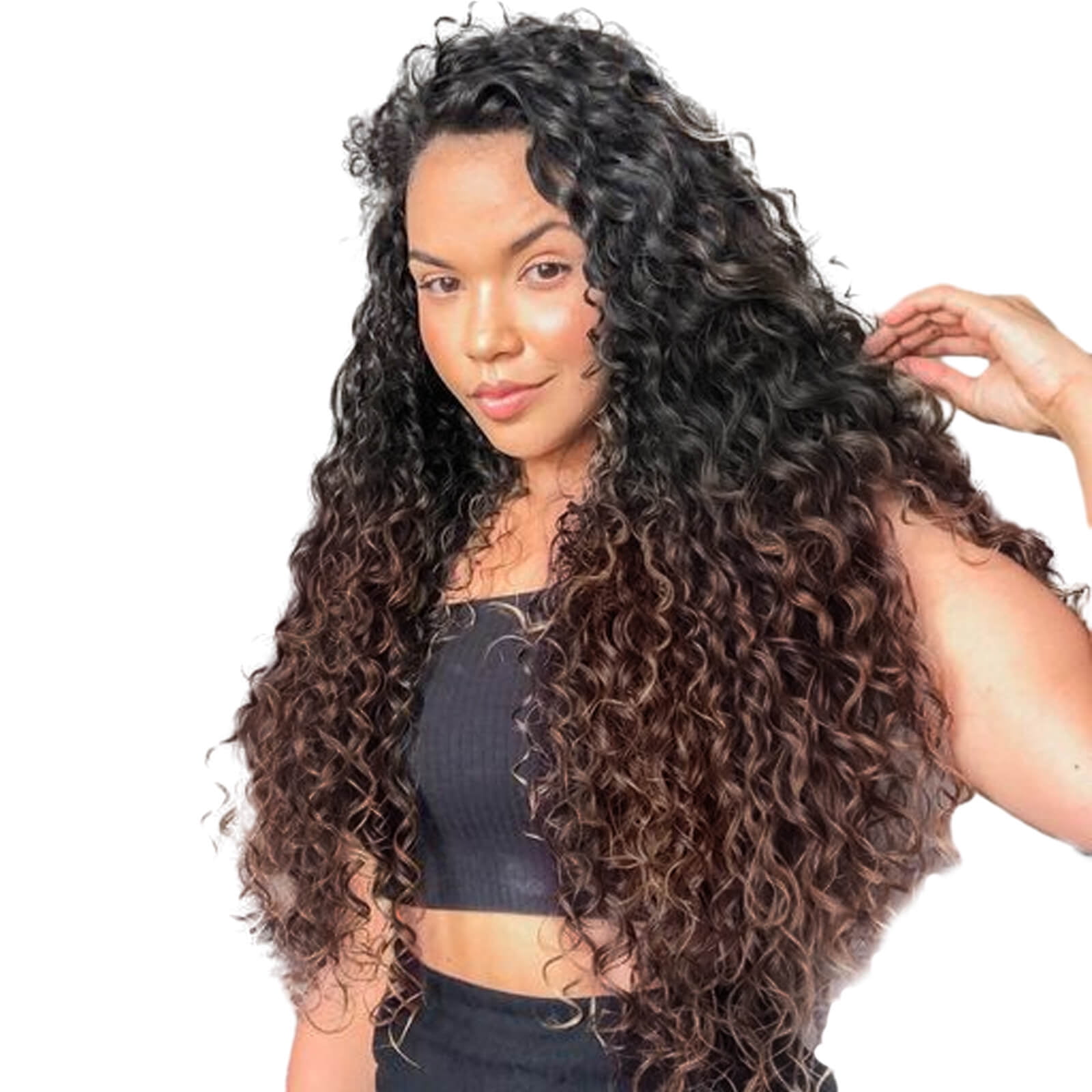 BECUS Black Mixed Blonde Crochet Hair 18Inch Curly Crochet Hair Deep Wave Crochet Hair Extensions for Women (3Packs)