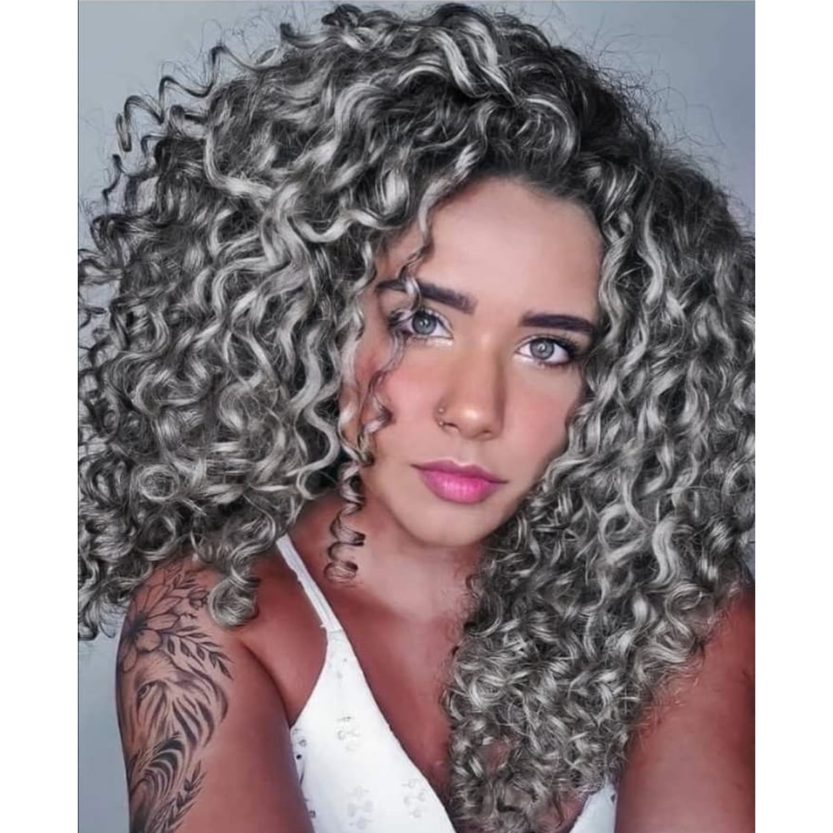 BECUS Crochet Hair 14 Inch Gray Crochet Hair Water Wave Crochet Hair Extensions (3 Packs)