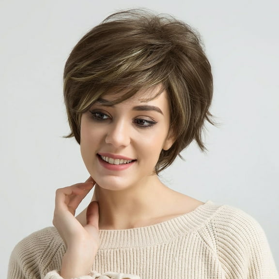 BECUS Pixie Cut Wigs for Women Blonde,Short Straight Wig Natural,Synthetic Wig for Party