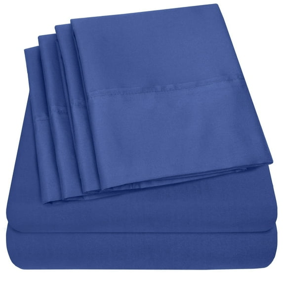 BED BATH N MORE Luxurious Ultra Soft 6-Piece Bed Sheet Set Royal Blue Twin