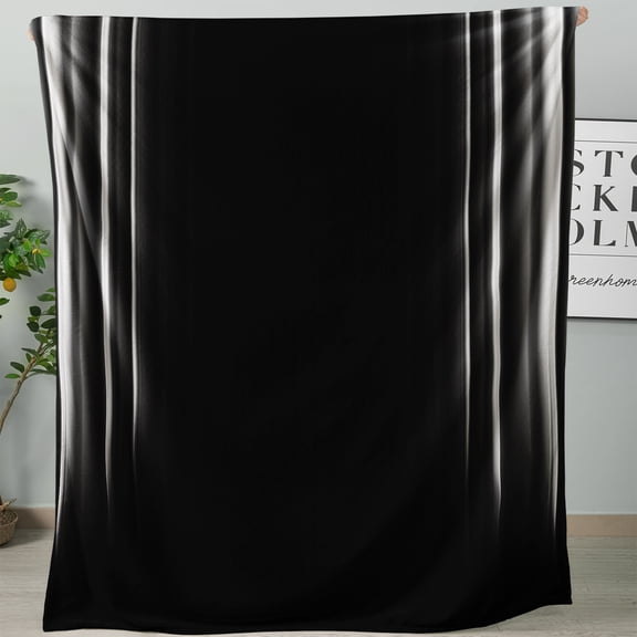 BEDCLUB Soft Plush Bedding White and Black Fleece Blanket,Super Cozy Fluffy Plush Abstract Ombre Print Throw Blanket for Couch, Sofa, Bed 47"x59"
