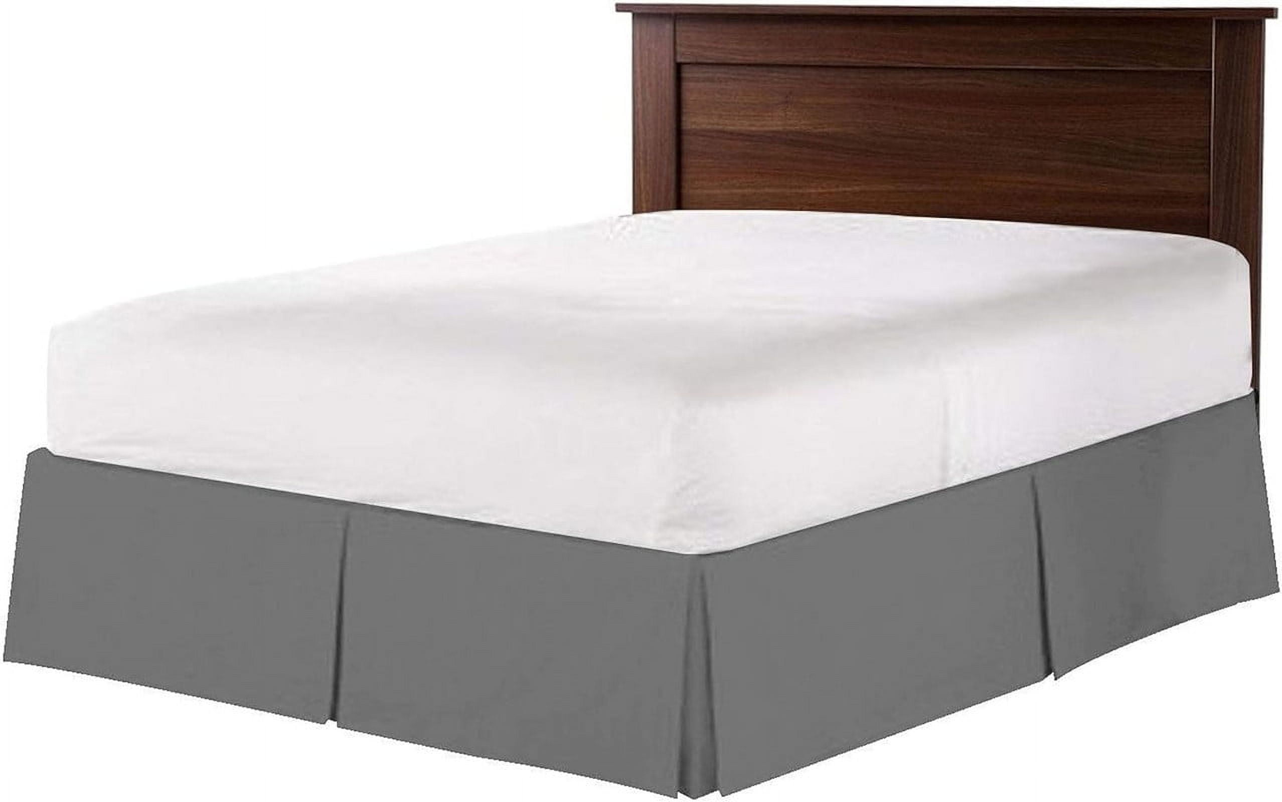 BEDDING BEGS- 100% Microfiber- Pleated Bed Skirt with 15" Tailored Drop - Hotel Luxury Bedskirt- Super Soft & Wrinkle Free-King Size- Dark Grey Solid