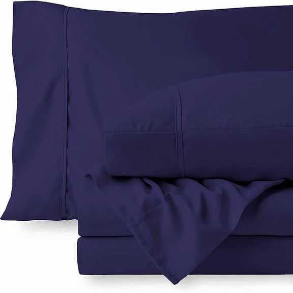 BEDDING BEGS- 4 PCS Sheet Set-100% Microfiber, 18" Deep Pocket Fully Elastic-Navy Blue Solid, Cal-King Size