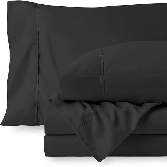BEDDING BEGS- 4 PCS Sheet Set-100% Microfiber, 22" Deep Pocket Fully Elastic-Black Solid, Twin-XXL Size