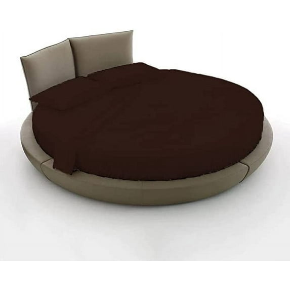 BEDDING BEGS - 4 Piece Cotton Round Bedsheet 100% Egyptian Cotton, 15" Deep Pocket,92" Diameter, 400 TC, Round Sheet Set, Super Soft, Luxury and Easy Care -Chocolate Solid, Twin XL Size