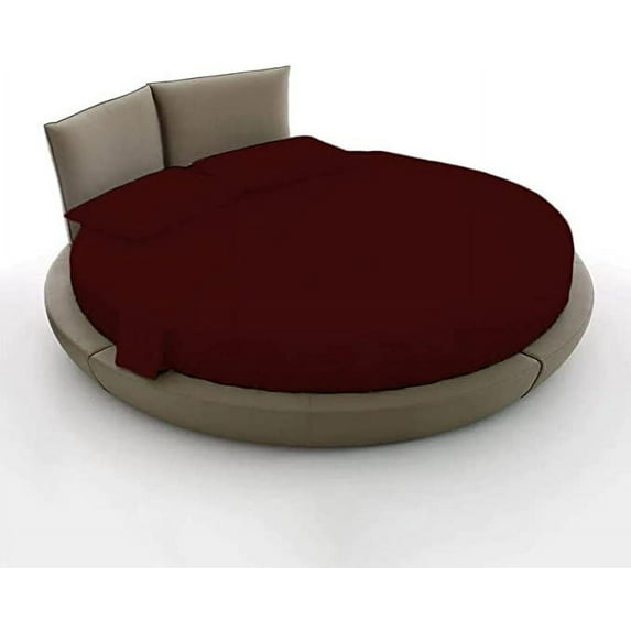 BEDDING BEGS : 4 Piece Round Bedsheet 100% Egyptian Cotton, 15" Deep Pocket,96" Diameter, 400 Thread Count, Super Soft, Luxury and Easy Care -Burgundy Solid, Twin Size