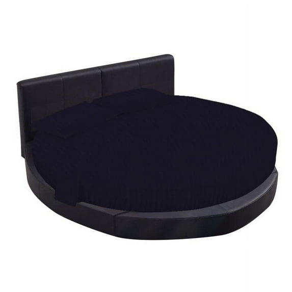 BEDDING BEGS : 4 Piece Round Bedsheet 100% Egyptian Cotton, 18" Deep Pocket,84" Diameter, 400 Thread Count, Super Soft, Luxury and Easy Care -Navy Blue Stripe, Twin Size
