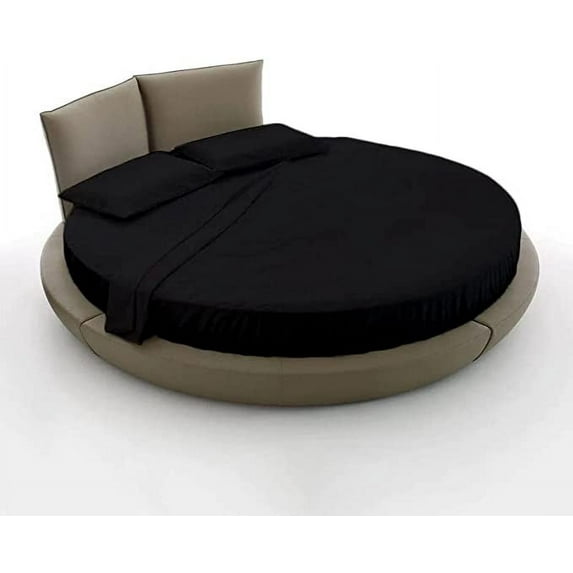 BEDDING BEGS : 4 Piece Round Bedsheet Set - 100% Egyptian Cotton, 18" Deep Pocket,80" Diameter, 400 Thread Count, Super Soft, Luxury and Easy Care -Black Solid, Twin Size