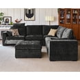 thumbnail image 1 of BEDEEP 120'' Power Recliner Sofa with Headrest Console, Modular Cloud Sectional Chenille Reclining Couch with Storage Ottoman Chaise, Convertible 6-Seater Sofa Couch for Living Room RV, Black, 1 of 11
