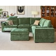 thumbnail image 1 of BEDEEP 120'' Power Recliner Sofa with Headrest Console, Modular Cloud Sectional Chenille Reclining Couch with Storage Ottoman Chaise, Convertible 6-Seater Sofa Couch for Living Room RV, Green, 1 of 9